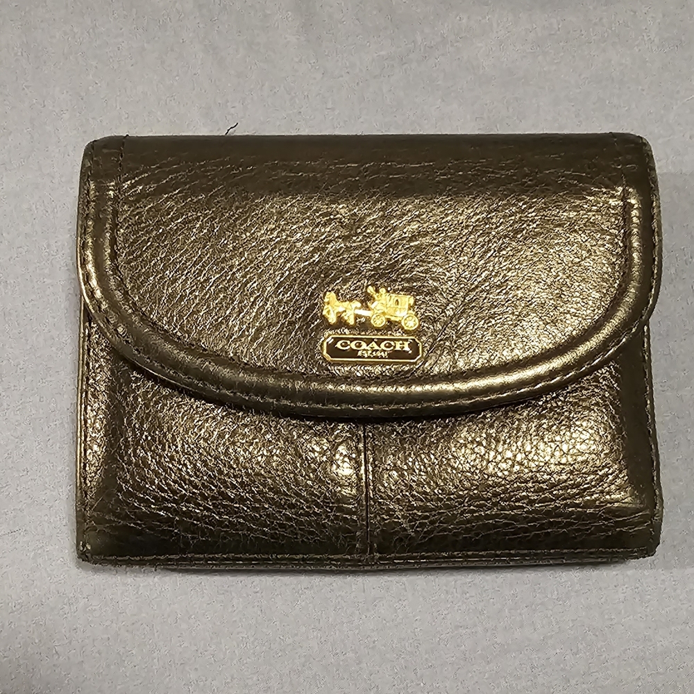 Coach bifold snap wallet black leather